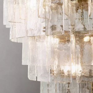 36" Foyer Luxury Tier Clear Glass Chandelier 3 Layers Modern Long Chandelier For Living Room Banquet Hall - Product Image 4