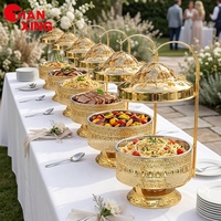 TIANXING 8L Chauffe-Plat Doré de Luxe en Acier Inoxydable pour Buffet, Réchaud Alimentaire pour Mariages et Événements, Équipement de Restauration Haut de Gamme