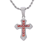 Collier Hip Hop avec pendentif croisé en Zircon AAA, vente en gros, corde de diamant en verre, chaîne ras du cou
