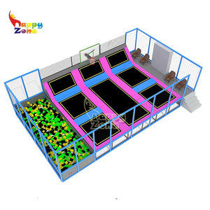 Parque infantil interior pequeño certificado CE para niños y adultos, parque <span class=keywords><strong>de</strong></span> trampolín con cuerda deslizante, <span class=keywords><strong>curso</strong></span> Ninja, uso comercial profesional - Product Image 3