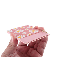 Cartera de moda para mujer con diseño floral de margaritas, set de regalo, monedero largo, monedero de corazón, tarjetero delgado para mujer