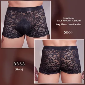 Calzoncillos bóxer de hombre <span class=keywords><strong>musculosos</strong></span> de tiro bajo de nailon de encaje americano europeo, ropa interior Sexy de moda agradable para la piel - Product Image 6
