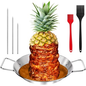 Bandeja Vertical de Acero Inoxidable para Asar Pollo con Tornillo, Accesorios para Barbacoa, 3 Cepillos Desmontables, Bandeja para Hornear Resistente al Calor - Product Image 1