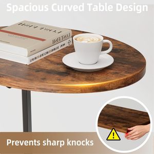 Mesa auxiliar ovalada minimalista para sofá de salón, estilo nórdico retro, mesa redonda pequeña, mesa de centro pequeña móvil para balcón. - Product Image 5