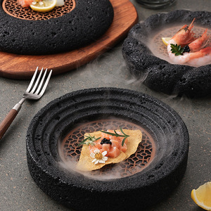 Plato de Cerámica con Diseño Artístico Japonés, Estilo Piedra Volcánica, Vajilla para Hotel, Plato para Hielo con Forma de Planeta, Presentación de Sushi y Mariscos para Fiestas - Product Image 4