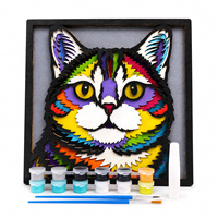 Kit de Peinture 3D Créatif en Bois Superposé pour Adultes – Chat Découpé au Laser – Ensemble d'Artisanat en Bois avec Peintures Acryliques et Pinceaux