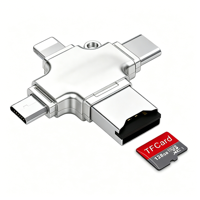 4in1 USB3.0/Type-C/Micro/iOS OTG Adapter TF Card Reader Compatible with Phone and Tablets External Adapter for Laptops Universal