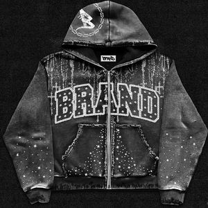 Full Zip Relaxed Fit Hoodie for Everyday Casual Wear Custom Logo Full Zip Hoodie for Men with Oversized Fit and Premium Graphics - Product Image 1
