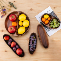 Bol en noyer sud-américain en forme de bateau, bol à salade et fruits en bois massif, assiette Mandarine, nouveau style chinois Instagram