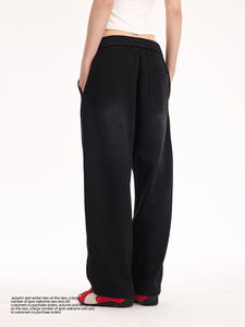 Pantalon décontracté droit X909 en tissu épais, confortable, tricoté avec couche d'air et taille élastique pour le printemps et l'été - Product Image 4