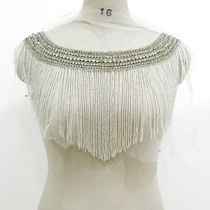 Moda di fascia alta pietre di strass perline di cristallo frangia grande Patch per abiti da ballo WDP-108 - Product Image 2