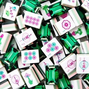 Mahjong américain Green Diamond en acrylique imprimé à l'intérieur, mini mahjong roulé à la main, transfrontalier Europe - Product Image 2