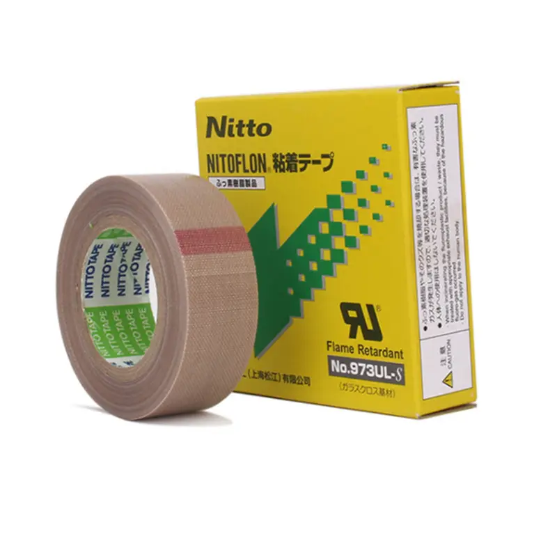 Adhesivo de silicona de fibra de vidrio PTFE, resistente a altas temperaturas, Nitto 973UL-S
