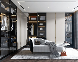Customized Ready to Assemble Wooden <strong>Wardrobe</strong> Bedroom Furniture <strong>With</strong> Multiple Compartments Hanging Rods <strong>and</strong> <strong>Drawers</strong> for Villa - Product Image 4