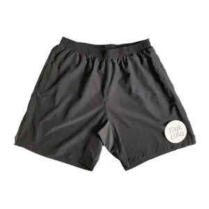 Cut And Sew Black Workout Shorts Microfiber Soft Fabric Custom Logo Plus Size Men's Shorts Zip Pockets