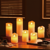 Luz de vela Led sin llama con batería Pilar de cera Real personalizada para decoración navideña