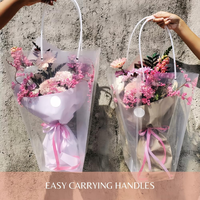 Sacs de bouquet de fleurs clairs avec poignée magasin de fleuriste emballage fournitures sacs pour père fête des mères remise des diplômes faveurs de fête de mariage