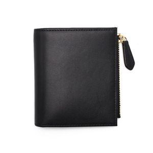 Portefeuille en cuir véritable RFID antivol, fin, multi-emplacements pour cartes, court, à deux volets, pour femme, porte-monnaie, 6 couleurs unies, printemps 2024 - Product Image 4
