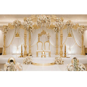 Mandap de mariage sud-asiatique Madhurima, décoration de mariage moderne de luxe en bois, taille personnalisée et décoration d'événement légère - Product Image 1