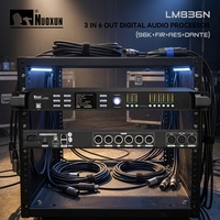 Nuoxun PA836N Procesador de Audio Digital Profesional Dante FIR DSP de 3 Entradas/6 Salidas, Gestión de Altavoces Estéreo Pasivos