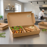 Boîte alimentaire compartimentée personnalisée écologique en papier kraft pour emporter, boîte à lunch pour sushis, salades, emballage de repas