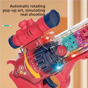 Wholesale Price <strong>Electric</strong> Colorful Gear Rotating Musical Vibration Flashing Light Transparent Gun Toy - Product Image 5
