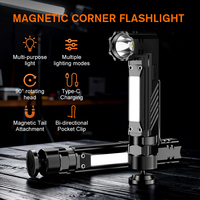 Lampe Torche LED Multifonction Orientable à 90 Degrés, Projecteur de Travail Rechargeable pour Réparation Automobile
