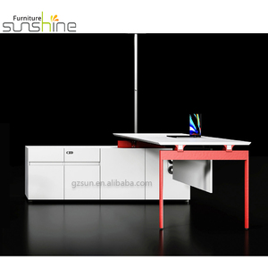 <span class=keywords><strong>Bureau</strong></span> de direction ergonomique convertible en forme de L avec armoire suspendue et garantie de 5 ans pour la planche en bois - Product Image 1