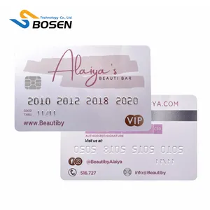 Custom Print Logo Contact IC Chip VIP Smart Cards CR80 Sle4442 And Sle4428 Magnetic Stripe PVC Plastic Membership Card With Chip