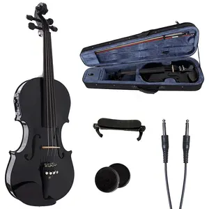 HUA SHENG Hochglanz Elektrische Violine Schwarz OEM ODM Saiten musik instrument Violine für Anfänger Professional