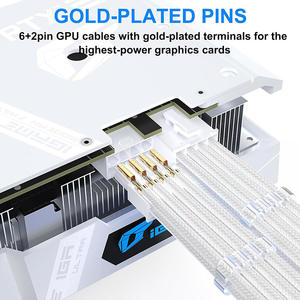 Kit Kabel Ekstensi PC Berlapis Emas Empat-Pin Putih Cerah, Kabel Ekstensi PSU Komputer PCI-E untuk GPU, Aksesori Komputer - Product Image 3