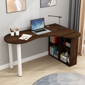 โต๊ะเข้ามุมทันสมัยสำหรับบ้าน ดีไซน์เรียบง่าย โต๊ะทำงานไม้จริง พร้อมชั้นวางหนังสือ - Product Image 2