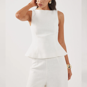 Fábrica de Ropa Personalizada para Mujer, Blusa con Cuello Barco, Blusas y <span class=keywords><strong>Tops</strong></span> Elegantes para Mujer - Product Image 6