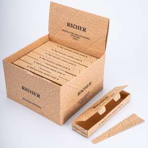 Branded 109 Unbleached <b>Brown</b> Pre <b>Roll</b> Cone <b>Papers</b> with <b>Paper</b> Tip Bulk Box 32 Piece Per Case - Product Image 4