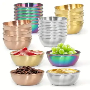 Modern Stainless Steel Golden Condiment Plate Dish Set For Restaurant Ketchup Sushi Fried Chicken Sauce Stocked Party Occasions