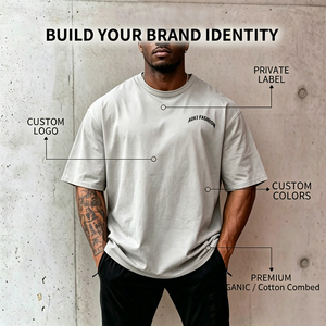 T-shirt surdimensionné à imprimé lettres, coton premium, broderie personnalisée lourde, t-shirt vierge pour hommes, directement <span class=keywords><strong>de</strong></span> l'usine <span class=keywords><strong>de</strong></span> vêtements - Product Image 1