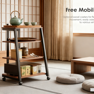 Meuble Hi-Fi en bois massif <span class=keywords><strong>pour</strong></span> salon, cuisine, entrepôt, avec 4 étagères, support <span class=keywords><strong>pour</strong></span> lecteur CD en bois et acier - Product Image 2