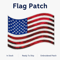 Patch drapeau USA 11 pouces en gros, emblèmes à dos pailleté lourd, autocollant patriotique rouge blanc bleu en vrac, stock disponible pour vestes