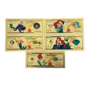 2026 5 Tipos de Billetes de Anime de <span class=keywords><strong>Sirenita</strong></span> de América, Billetes de Anime Bañados en Oro de 24K, Coleccionables en Relieve para Regalos - Product Image 1