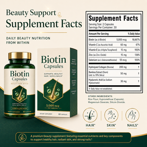 Capsules de biotine 5000 mcg avec collagène, acide hyaluronique, zinc, sélénium et <span class=keywords><strong>vitamine</strong></span> C - Product Image 6