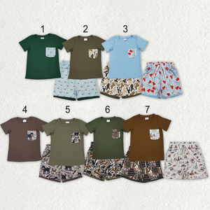 ชุดเสื้อแขนสั้นเด็กชายพร้อมกางเกงขาสั้นมีกระเป๋า - Product Image 1