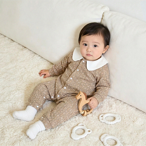 中国メーカー100%綿製洗濯可能スナップボタン漫画柄全面プリントサイドオープン春秋ベビーロンパースOEM/ODM - Product Image 5