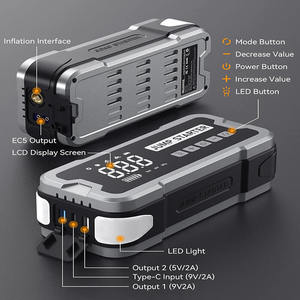 Kit de démarrage de voiture 4 en 1, <span class=keywords><strong>booster</strong></span> de batterie, batterie externe avec gonfleur de pneus, batterie au lithium, secours d'urgence - Product Image 5