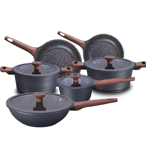 High Quality Modern Metal Ceramic Coated <b>Pot</b> <b>Pan</b> Silicone Glass Lids Soft Touch Handle Non-Stick Die Cast Aluminum Cookware Set - Product Image 3