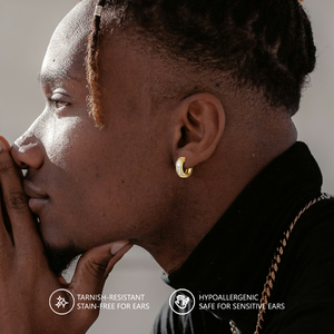 Boucles d'oreilles créoles Iced Out en argent sterling S925 plaqué or 14K, hypoallergéniques, style Hip Hop, avec zircone cubique 5A, pour hommes et femmes - Product Image 5