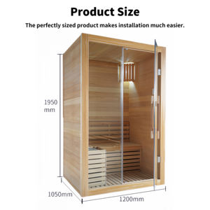 Sauna en bois massif pour 2 personnes YEETE - Cabine de vapeur mobile avec fenêtre en travers et système humide/sec pour la maison/la villa - Product Image 2