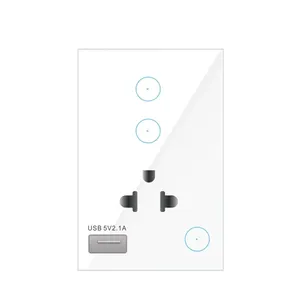 Tuya WiFi Us standard Touch 2 gang Light Switch and Socket support Alexa Google Home