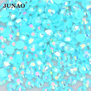 Junao 2มม. 3มม. 4มม. 5มม. 6มม. พลอยเทียมเรซินแบบแบนไม่ใช่ของร้อน