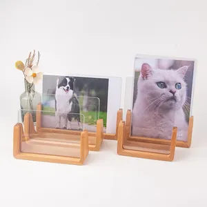 Coral Pet simple style memorial pictures display plastic window natural beech wood photo frame