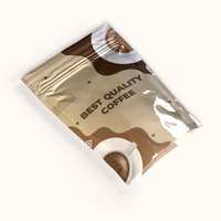 Sachet plat refermable personnalisé en aluminium avec fermeture éclair pour café et thé, type Doypack